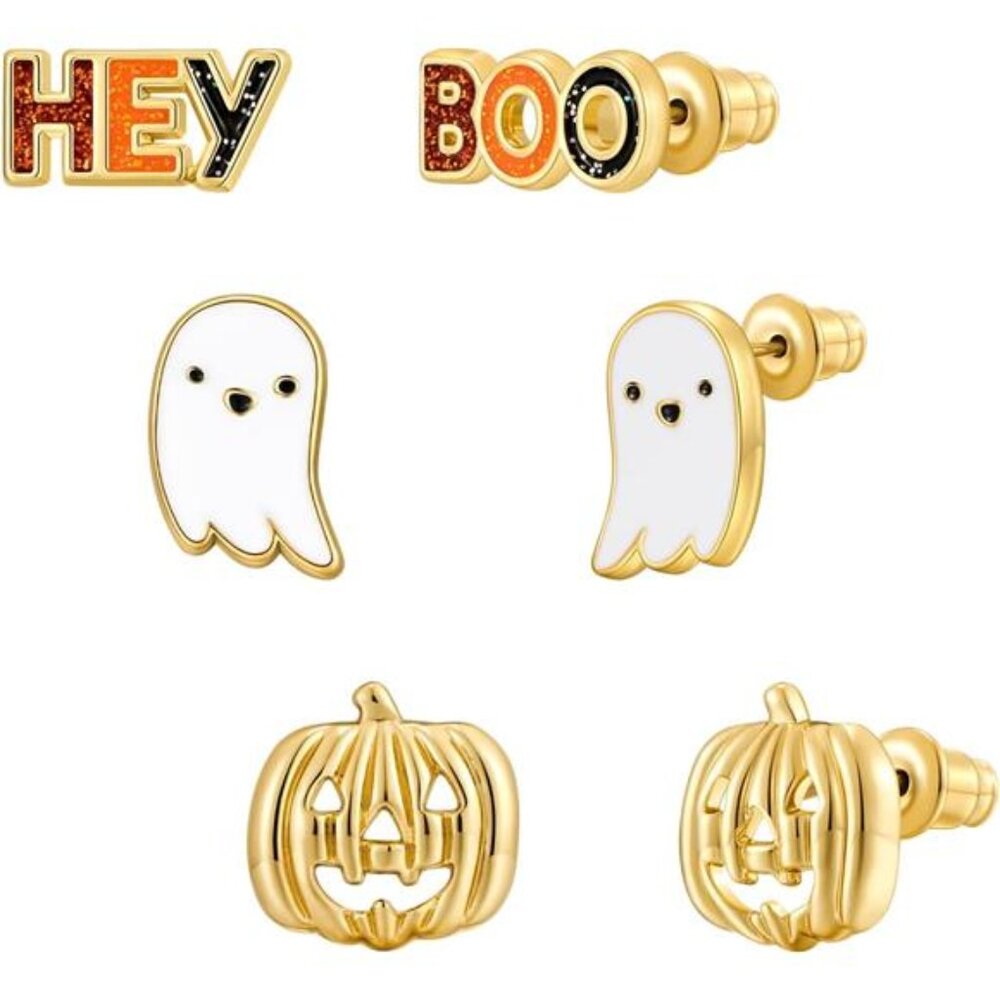 WOWORAMA Halloween Pumpkin Earrings | Cute Crystal Studs & Drop Earrings